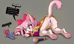 1boy1girl 1girls brawl_stars cat_ears cat_girl cat_humanoid cat_paws cat_tail catgirl edit edited edited_art edited_image feline female fur furry melodie_(brawl_stars) microphone moe_(brawl_stars) pink_hair pussy pussy_juice vagina vaginal_fluids wannafuck