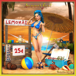 1girls 3d artist_name bare_shoulders barefoot beach becarra big_breasts bikini bikini_bottom bikini_top blue_hair busty cleavage curvy eyelashes female female_only front_view hair_bun hat high_heels hourglass_figure human jade_(becarra) long_hair looking_at_viewer midriff money open_toe_shoes outdoor outside pose posing sand shadow shiny shiny_skin skimpy solo standing swimsuit tattoo text thong voluptuous water wide_hips