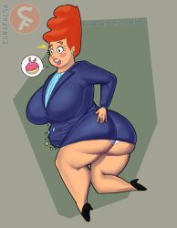 beehive_hairdo bloated bloated_belly busty carafalsa female_only geraldine_waxelplax lipstick nickelodeon nicktoons older_female orange_hair principal rumbling_stomach the_fairly_oddparents thick_ass thick_thighs worried_expression
