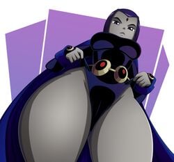 alternate_breast_size big_breasts breasts cameltoe cleavage dc dc_comics female female_only large_breasts leotard looking_at_viewer panties rachel_roth raven_(dc) ravenravenraven smooth_skin solo standing_over_viewer teen_titans