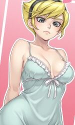 1girls aged_up ai ai_art ai_generated anonemus1 blonde_hair cartoon_network fusionfall hairband mandy_(billy_and_mandy) mandy_(fusionfall) nightgown solo solo_female the_grim_adventures_of_billy_and_mandy