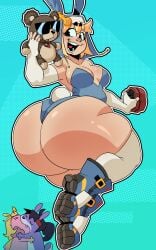 animals ass background_characters belly bridget bunny_ears bunnysuit chubby chubby_female elpiromanias fat_ass furries furry guilty_gear happy making_out oc original_character sexy_clothing teddy_bear trans_woman transgender wide_hips