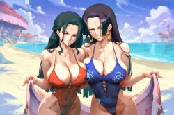 2girls ai_generated beach boa_hancock female female_only nico_robin one_piece xddppx yuri