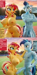 1boy 1boy1girl 1girls 3d 3d_(artwork) ai_generated english_text female hasbro male male/female my_little_pony pixai silverknight395 soarin_(mlp) sunset_shimmer tagme