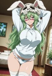 1girl 2d absurd_resolution absurdres adult ai ai-created ai_art ai_generated animal_hood anime anime_coloring anime_screenshot bare_thighs bed bedroom bleach bleach:_the_thousand-year_blood_war blush bow_panties clitoris clock clothed_breasts crotch_focus curvy detailed_background digital_art dynamic_angle dynamic_pose exhibitionism exibitionism exited explicit eyelashes face_markings foreshortening frilled_panties from_below furniture glossy glossy_body glossy_skin gorgeous green_hair grey_eyes hair_between_eyes hairy hairy_pussy half-closed_eyes hentai hi_res high_contrast high_quality high_resolution highres hollow_mask hood hood_up hoodie horns huge_breasts in_heat indoors large_breasts legs_apart long_hair long_sleeves looking_at_viewer looking_down low_angle mask_on_head nelliel_tu_odelschwanck night no_pants nsfw oversized_clothes panties pantyshot patreon perfect_anatomy perspective pervert_female picture_frame pillow plump presenting pubic_hair rabbit_ears rating_explicit sexy sexy_body sexy_female sexy_pose sitting sitting_on_floor skull_mask smile smirk soft_shading solo source_anime striped_thighhighs teasing teasing_viewer thick_thighs thigh_focus thighhighs underwear vagina voluptuous voluptuous_body voluptuous_female white_thighhighs wide_hips window wooden_floor