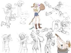 1boy 2girls abby_(henshintiger) anus ass breast_growth_(enlargement) breasts compilation cum henshintiger penis penis_growth_(enlargement) pussy small_breasts testicles witch