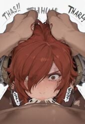 1boy 1girls ai_generated armor armored_female blowjob cum cum_in_mouth deepthroat defeated defeated_heroine female_knight hildegard_von_krone male_pov oral oral_rape oral_sex pov rape red_hair royalty shock simple_background soul_calibur tagme white_background wide_eyed