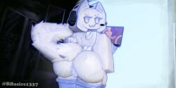 3d 3d_(artwork) 3d_render anthro anus ass big_ass blue_nipples breasts cat_ears clyde_(discord) discord discord_(app) ear eyes female fur furry furry_female headphones ktiiejiju_(artist) laptop nipples pussy roblox robloxian room showing_ass socks tail thighs wagging_tail watermark wet wet_ass wet_pussy white_body