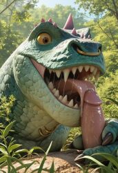 ai_generated anthro blowjob claws goat_(movie) green_scales green_skin komodo_dragon licking_penis lizard male modo_olachenko patreon penis qdaddybeasts reptile scales scalie sony_pictures_animation