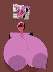 1girls ahe_gao areola areolae breasts breasts_through_wall demon edit female female_focus female_only glands_of_montgomery glory_hole glory_wall hellaverse helluva_boss huge_breasts hyper_areolae hyper_breasts large_breasts lips lipstick long_tongue mature mature_female mayberry_(helluva_boss) mouth mrs._mayberry_(helluva_boss) nipples nude nude_female nudity open_mouth oral photo photo_(object) photo_on_wall picture picture_on_wall public_use purple_body purple_skin sharp_teeth sinner_demon stuck stuck_in_wall tasteofchoklit_(edit) teacher theluxusguy_(editor) themadguy_(editor) through_wall tongue tongue_out vivienne_medrano vivziepop