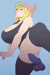 1girls 2d 2d_animation animated blonde_hair bouncing_ass bouncing_breasts cleavage curvy erect_nipples female gigantic_breasts huge_areolae huge_ass miss_kobayashi's_dragon_maid no_sound nobuone partial_male puffy_nipples quetzalcoatl_(dragon_maid) thick_lips video voluptuous wide_hips