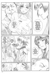 bleach double_penetration doujinshi english_text female hetero hinamori_momo inoue_orihime male matsumoto_rangiku monochrome multiple_girls oomaeda_marechiyo paizuri soifon straight straight_sex tagme text