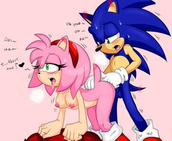 all_fours amy_rose anal anal_fingering anthro balls blue_fur blush blushing_ears breasts clothing denizen1414 doggy_style double_penetration drooling ear_blush english_text eyelashes female fingering from_behind_(disambiguation) from_behind_position fur gloves green_eyes hairband heart hedgehog hi_res highres male mammal open_mouth penetration pink_fur randomguy999 saliva sex short_tail sonic_(series) sonic_the_hedgehog straight text tongue tongue_out vaginal_penetration video_games