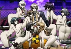 1boy 6+girls absurdres ass black_hair blonde_hair blue_eyes blue_legwear boots bow bowtie braid breasts brown_eyes brown_hair chain-link_fence clothed_male_nude_female clothing coppelion drum_(container) erection female fence fingerless_gloves fukasaku_aoi glasses gloves green_eyes green_hair hair_ornament hairclip harem heterochromia highres holster ichikawa_meisa itami_setsuna jadenkaiba kneehighs kneeling kurosawa_haruto long_hair male multiple_girls naked_boots naked_footwear naruse_ibara necktie nipples nomura_taeko nude open_mouth outdoors ozu_kanon ozu_shion pale_skin penis penis_awe purple_eyes radiation_symbol short_hair short_ponytail side_ponytail silver_hair smile straight striped_neckwear thigh_holster tsuburaya_mana uncensored unzipped white_hair