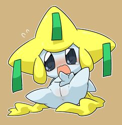 1girls 2015 3_fingers anus ass blue_eyes blush brown_background feet female female_only jirachi kageyama legendary_pokemon legs_up nintendo nude on_back open_mouth pokémon_(species) pokemon pokemon_(species) pokemon_rse pussy simple_background solo spread_legs spreading tears video_games white_border white_skin yellow_skin