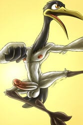 abs action_pose anisodactyl anthro athletic avian balls bassybird bassywolfeh beak bird crane dreamworks erection feathers humanoid_penis kung_fu_panda male male_only master_crane nipples nude penis pose signature simple_background solo toes