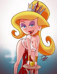 1girls apple_of_discord bending_over big_ass bimbo blonde_hair cartoon_network crown dripping_pussy dzyer eris_(billy_and_mandy) eyeshadow goddess golden_apple large_breasts lipstick makeup missing_tooth the_grim_adventures_of_billy_and_mandy