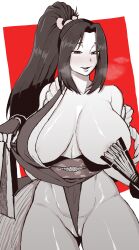 1girls big_breasts big_thighs blush breasts busty covering_nipple curvy efto_(pixiv) female female_only huge_breasts huge_thighs king_of_fighters large_breasts large_thighs mai_shiranui snk solo thick_thighs thighs voluptuous