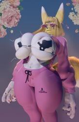 3d 3d_(artwork) anthro anthrofied areola areola_slip bandai_namco big_breasts cleavage cow_girl cow_print cowprint_bikini digimon earrings female female_focus female_only fur furry huge_breasts jinushi_san large_breasts nipple_bulge taomon taomon_(dogzeela) yellow_fur