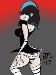 arm_warmers benthelooney black_hair goth goth_girl gothic hand_on_butt lucy_loud panties posing stockings teeth_showing the_loud_house