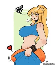 1futa 2024 annoyed ass big_ass big_ass_(futa) big_balls big_breasts big_cock big_penis big_testicles blonde_hair blue_eyes blush bracelet breasts bulge bulge_through_clothing clothed clothes_lift clothing cock dialogue dickgirl english_text erect_penis erection erection_under_clothes eyes_half_open fully_clothed futa_only futanari genitals getting_erect hair_between_eyes hairband heart huff huge_balls huge_cock huge_testicles human ill_fitting_clothing large_penis light-skinned_futanari light_skin long_hair metroid midriff mouth_open pale-skinned_female pale-skinned_futanari pale_skin penis ponytail pulling_up_pants samus_aran side_view simple_background solo standing sweat sweatdrop tenting testicles text thegreyzen thehornyzen thick_thighs tight_clothing tight_pants tight_pants_(meme) underwear wardrobe_malfunction watermark wide_hips zero_suit zero_suit_samus