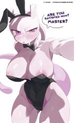 absurd_res adorable anthro areola big_breasts bodily_fluids breasts bunny_costume camel_toe clothing costume cum cum_on_face cute cute_face digital_media_(artwork) english_text facial fake_ears fake_rabbit_ears female female_mewtwo female_only female_pokemon generation_1_pokemon genital_fluids hi_res legendary_pokemon looking_at_viewer mammal mewtwo nintendo pokemon pokemon_(species) purple_areola rabbitadvisory simple_background solo solo_female tail text url