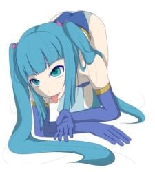 2018 aqua_hair arabian_clothes belly_dancer belly_dancer_outfit big_gloves blue_eyes blue_gloves blue_top choker ell182a_(masa_works_design) encantada_(vocaloid) exotic_dancer full_body gloves golden_ribbon hairclip hatsune_miku koji_no_uta laying_on_floor loincloth maha's_story_series masa_works_design mv_character official_art pelvic_curtain pigtails simple_background solo strips suggestive the_dancer_(maha's_story) third-party_source tongue_out twerking twintails underwear very_long_hair vocaloid waistband white_background