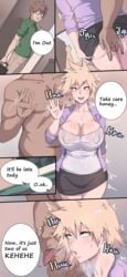 1girls 2boys ahe_gao areolae bald blonde_hair breasts brown_hair cheating cleavage clothed comic dialogue english english_text engrish fingering glasses heavy_breathing huge_breasts human metal_owl milf mitsuki_bakugou my_hero_academia netorare nipples red_eyes see-through shirt skirt sweat text thick_thighs tongue tongue_out trembling wet wide_hips