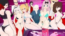 3boys 3d 5girls bald bikini black_hair brother_and_sister female fujiwara_chika harem hayasaka_ai human iino_miko incest kaguya-sama_wa_kokurasetai_~tensai-tachi_no_renai_zunousen~ large_ass large_breasts lordem male multiple_boys multiple_girls oko_shinomiya old_man older_male red_eyes shinomiya_kaguya shirogane_kei sports_bra sportswear