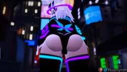 1girls 3d artist_name ass big_ass city city_background looking_at_viewer neon_district neon_lights nova_(rusmynth) patreon_logo patreon_username roblox roblox_game robloxian rusmynth tagme twitter_logo twitter_username white_hair