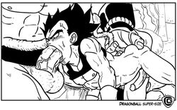 2boys anal anal_fingering anal_sex balls bara big_balls big_penis boner dragon_ball dragon_ball_z erection fingering galaxycoop gay male male_only monochrome muscles nappa nipples oral size_difference sucking tail vegeta yaoi