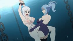 1futa 1girls animated arms_above_head ass blue_eyes blue_hair blue_theme bondage bouncing_breasts breast_jiggle breastless_clothes breasts chained clothed_female_nude_female clothed_sex crotchless_swimsuit domination duo fairy_tail female femsub futa_on_female futadom futanari intersex juvia_lockser large_breasts leotard lisanna_strauss magic maruzyrukun nipples nude penis ponytail sex slave_bikini string_bikini twintails underwater underwater_sex white_hair