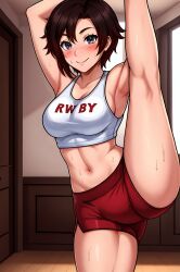 1girls ai_generated black_hair female leukocrisp ruby_rose rwby short_hair silver_eyes tagme