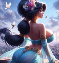 ai_generated aladdin aladdin_(1992_disney_film) arabian_female big_ass big_breasts black_hair busty dall-e3 disney disney_princess long_hair middle_eastern_female princess princess_jasmine royal royalty wide_hips