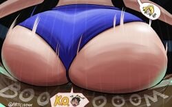 artclonov ass black_hair blonde_hair blue_eyes blue_shorts blush butt_crush casual_outfit_(metroid) crush crushed facesitting female giantess gigantic_ass gigantic_breasts larger_female little_mac looking_back macro male metroid micro milf older_female pawg punch_out samus_aran shorts size_difference smaller_male smirk super_smash_bros. teenager tied_hair tiny zero_suit zero_suit_samus