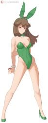 alternate_costume breasts female female_only leaf_(pokemon) looking_at_viewer nintendo pokemon solo white_background zelc-face