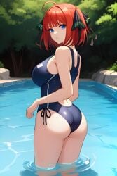 ai_generated ass go-toubun_no_hanayome nakano_nino one_piece_swimsuit perfect_body pool school_swimsuit swimsuit