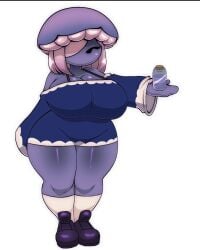 1girls 5hitzzzu big_breasts blue_clothing blue_dress boombita boots breasts female female_only funcu funculicious huge_breasts meatcuteshii milk mushroom_girl mushroom_humanoid oc original_character pinkbobatoo shortstack skiddioop stereodaddy thick_thighs