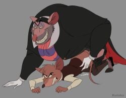 anal anthro basil bodily_fluids clothed clothing cum disney duo gay genital_fluids grey_background grimace grin hi_res interspecies kuruko male male/male male_only mammal mouse murid murine partially_clothed professor_padraic_ratigan_(disney) professor_ratigan rat rodent sex simple_background size_difference smile the_great_mouse_detective