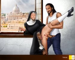 1boy 2girls anal biting_lip christianity dark_piccolo extro hetero jesus_christ male nun nun's_habit penis pussy sex straight tagme threesome uncensored vaginal