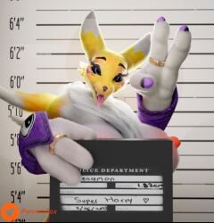 1girls 3d 3d_(artwork) barbie_(franchise) big_breasts blender breasts digimon digimon_tamers furry mugshot nude nude_female pervert99 renamon renamon_(pictisculpts)