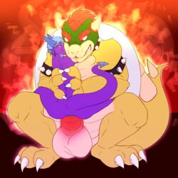 2018 2boys anthro anus ass back balls big_balls big_penis bowser claws demino_(character) dragon duo erection full_body hair huge_balls huge_cock humanoid_penis koopa male male_only mario_(series) multiple_boys nintendo nude penetration penis red_hair redtoblack scalie sex smile standing tail teeth testicles video_games yaoi