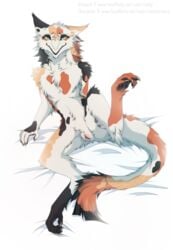 2018 anthro claws female fur looking_at_viewer mammal nude pawpads paws pose pussy sergal sidgi sitting smile solo