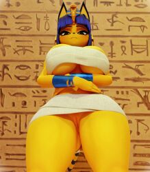 3d 3d_model animal_crossing animated ankha ankha_(animal_crossing) ankha_ride_(minus8) big_breasts blue_hair bowl_cut breast_physics cat_ears cat_humanoid cat_tail cloth_physics dance dancing egyptian egyptian_cat egyptian_clothing hi_res highres huge_breasts jiggle jiggle_physics jiggling_ass jiggling_breasts looking_at_viewer looking_down mp4 music nintendo physics scrag_boy scraggy_(artist) shwazy_(artist) solo sound swaying swaying_ass swaying_breasts tagme twerking video yellow_body yellow_fur