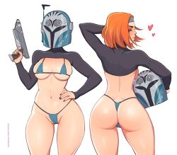 1girls 2d absurd_res amber_eyes arm_up ass athletic_female back bare_legs big_breasts bikini black_nails blue_clothing bo-katan_kryze bra breasts cameltoe cleavage clone_wars color disney+ eyelashes female female_only fit_female front_view gun hand_on_hip headband headgear heart helmet helmet_removed hi_res high_resolution holding_gun holding_helmet holding_object holding_weapon human human_only large_breasts light-skinned_female light_skin looking_at_viewer looking_back looking_back_at_viewer love lucasfilm mandalorian mandalorian_helmet medium_breasts micro_bikini midriff multiple_views nail_polish orange_hair panties patreon pistol plain_background pose posing ranged_weapon rear_view red_hair science_fiction seductive shiny_skin shirt short_hair short_hair_female shrug_(clothing) skimpy slim_waist solo squish squished_breasts standing star_wars swimwear the_mandalorian thick_thighs thighs toksie underwear url very_high_resolution voluptuous watermark weapon white_background wide_hips wide_thighs