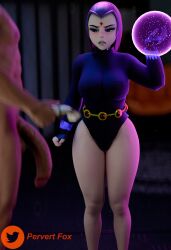 1boy 1girls 3d 3d_(artwork) blender breasts cum cum_in_pussy dc_comics male/female muscular_female nude penis pervert99 raven_(dc)