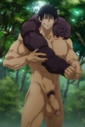 ai_generated anime_style balls ballsack big_penis gay gilxxgamesh inventory_curse jujutsu_kaisen long_penis male male_focus male_only muscular muscular_male nipples nude nude_male penis solo solo_focus toji_fushiguro