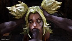 3d 3d_animation animated bleeding_mascara crying crying_with_eyes_open cum cum_in_mouth cum_out_mouth cum_out_nose dark-skinned_male deepthroat domination face_fucking green_hair hair_grab interracial league_of_legends league_of_legends:_wild_rift male master_nsf memz3d no_sound penis ruined_makeup space_buns submissive_female tagme twintails video zeri_(league_of_legends)