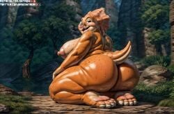 1girls 4k ai_generated anthro bbw belly big_breasts breasts cera cera_(the_land_before_time) chubby chubby_female dinosaur fat female female_only highres hips large_breasts matronai_(artist) nipples obese obese_female orange_body overweight overweight_female patreon patreon_username pinup pussy scalie shortstack solo solo_female ssbbw stable_diffusion sweat sweating the_land_before_time thick thick_hips thick_lips thick_thighs triceratops twitter_username wide_hips