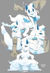 absurd_res alolan_form alolan_ninetales anthro blue_nipples blue_sclera blush breasts canid canine cervikalova double_penetration double_vaginal erection female fox fur genitals group hi_res male male/female mammal medium_breasts ninetales nintendo nipples penetration penile penile_penetration penis pokemon pokemon_(species) pussy regional_form_(pokemon) sex trio vaginal_penetration white_body white_eyes white_fur